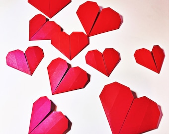 Handmade Origami Paper Hearts – Card Inserts, Wedding Decorations (Set of 20)