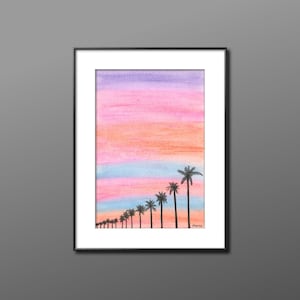 Watercolor Palm Tree, Palm Tree Watercolour, Tree Art Print, Palm Tree Wall Art, Sarasota Florida Painting, Beach Decor, Sunset Palm Trees