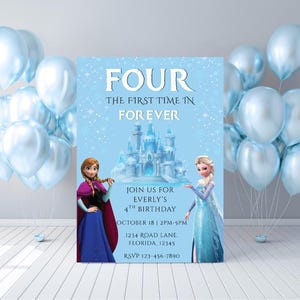 Frozen Birthday Party Invitation | Editable Template | Digital Download | Winter Wonderland Invite | Girl&#39;s Ice Princess Birthday Evite