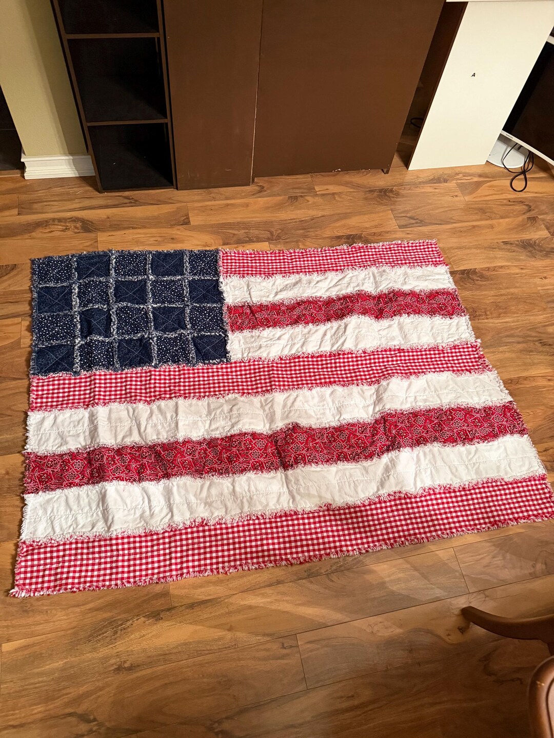 American Flag Rag Quilt/throw - Etsy