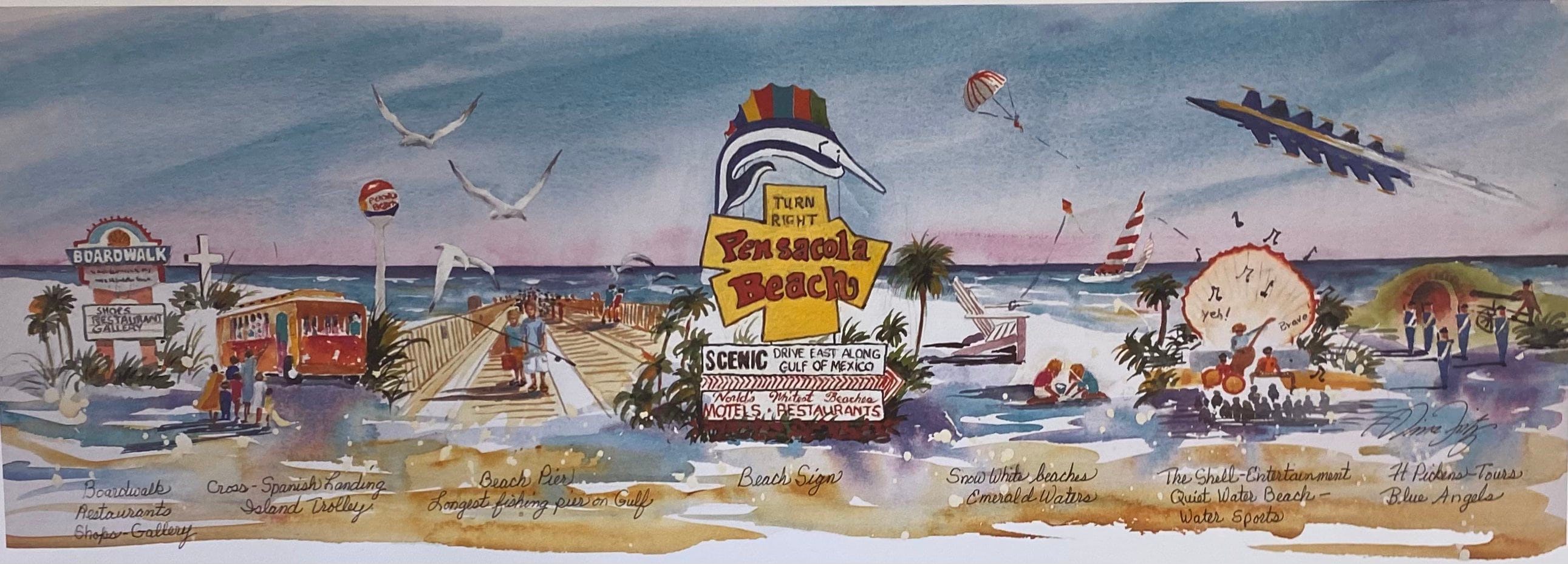 Pensacola and Pensacola Beach Scene Etsy