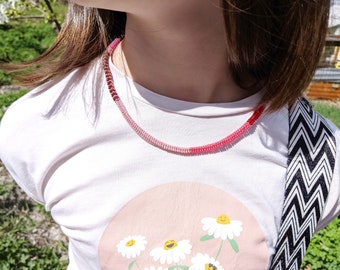 Pink Colorful handmade necklace Beaded necklace Best gift for her Summer necklace KW004