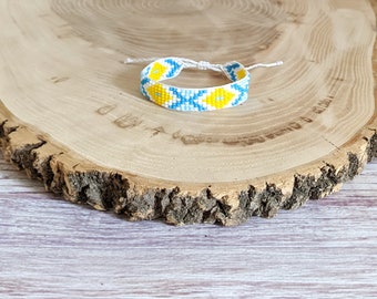 Ukrainian bracelet Beaded bracelets Blue and Yellow Ethnic jewelry Ukrainian ornament