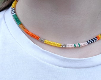 Handwoven Miyuki Bead Choker, Colorful Beaded Necklace