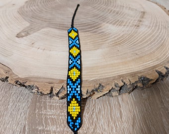 Beaded bracelets Ukrainian bracelet Blue and Yellow Ethnic jewelry
