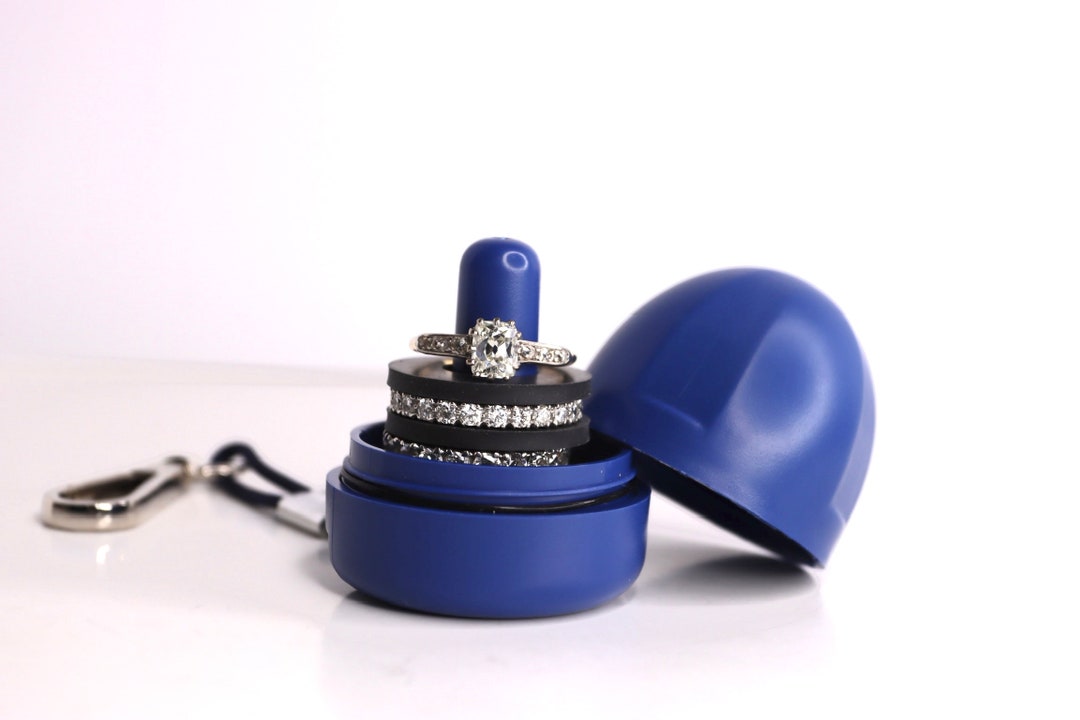 The Ring Thingroyal Blue. Travel Ring Holder, Ring Box, Portable