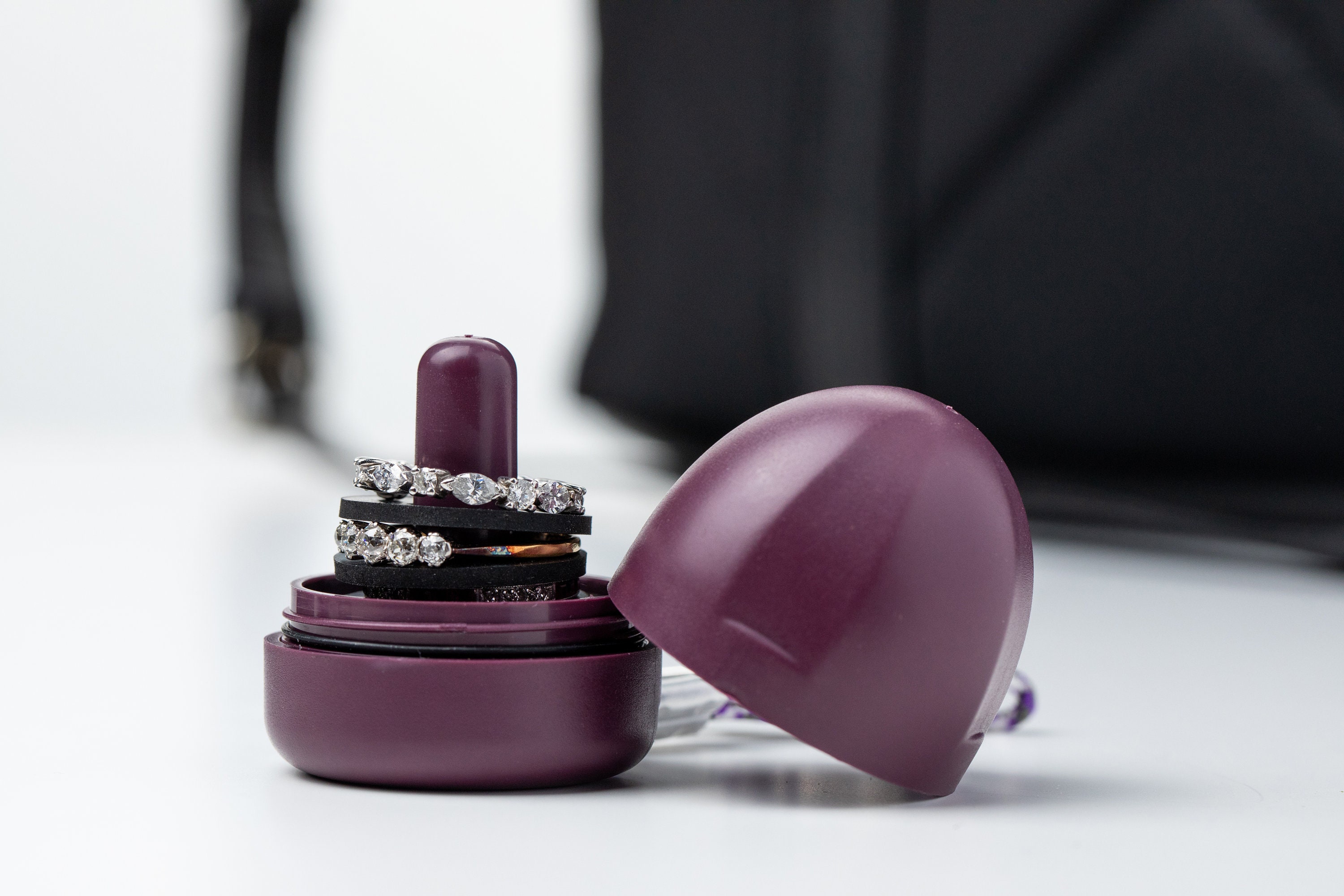 The Ring Thing–Patented ring holder/ring box safely stores rings at t…