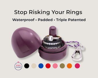 Waterproof Ring Box That Floats | Ring Holder Keychain and Travel Jewelry Case for Rings & Earrings | Padded, Triple Patented | Ring Thing®