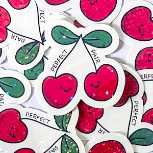 Kawaii Cherry Sticker: Holographic Vinyl Decal