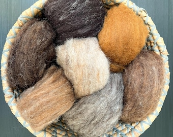 Carded Wool Slivers for Needle Felting Animal Tone Wool Roving