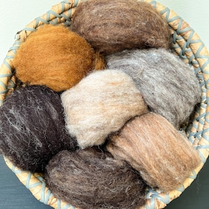 Carded Wool Roving Needle Felting Wool Slivers Carded Corriedale Roving Natural Colors for Needle Felted Animals Easy to Felt