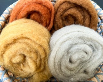 Carded Corriedale Wool Sliver: Natural Needle Felting Roving - Pet Projects