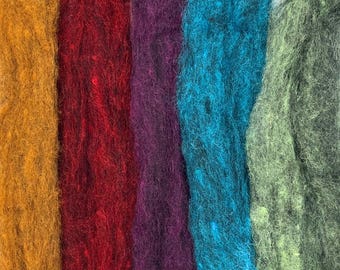 10 Colors Carded Corriedale Wool Sliver for Needle Felting, Blended Carded Wool Colors: 2D and 3D Needle Felting Projects