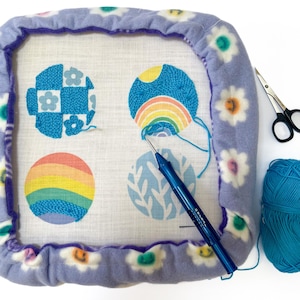 Punch Needle Gripper Frame with Fleece Cover: Rug Tufting, Embroidery