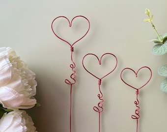 Handmade Wire Love Heart Cake Topper | Valentine's Gift