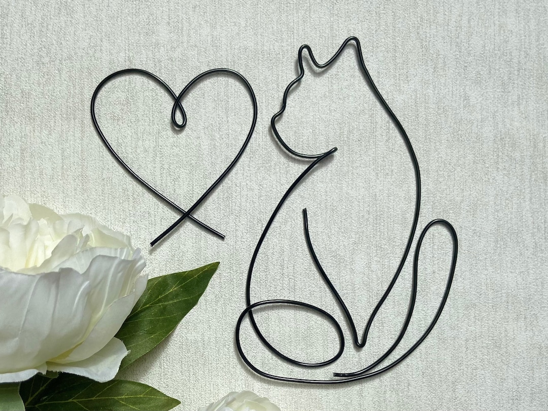 Wire Cat Wire Cat Wall Decor Wire Art Cat Cat Lovers - Etsy UK
