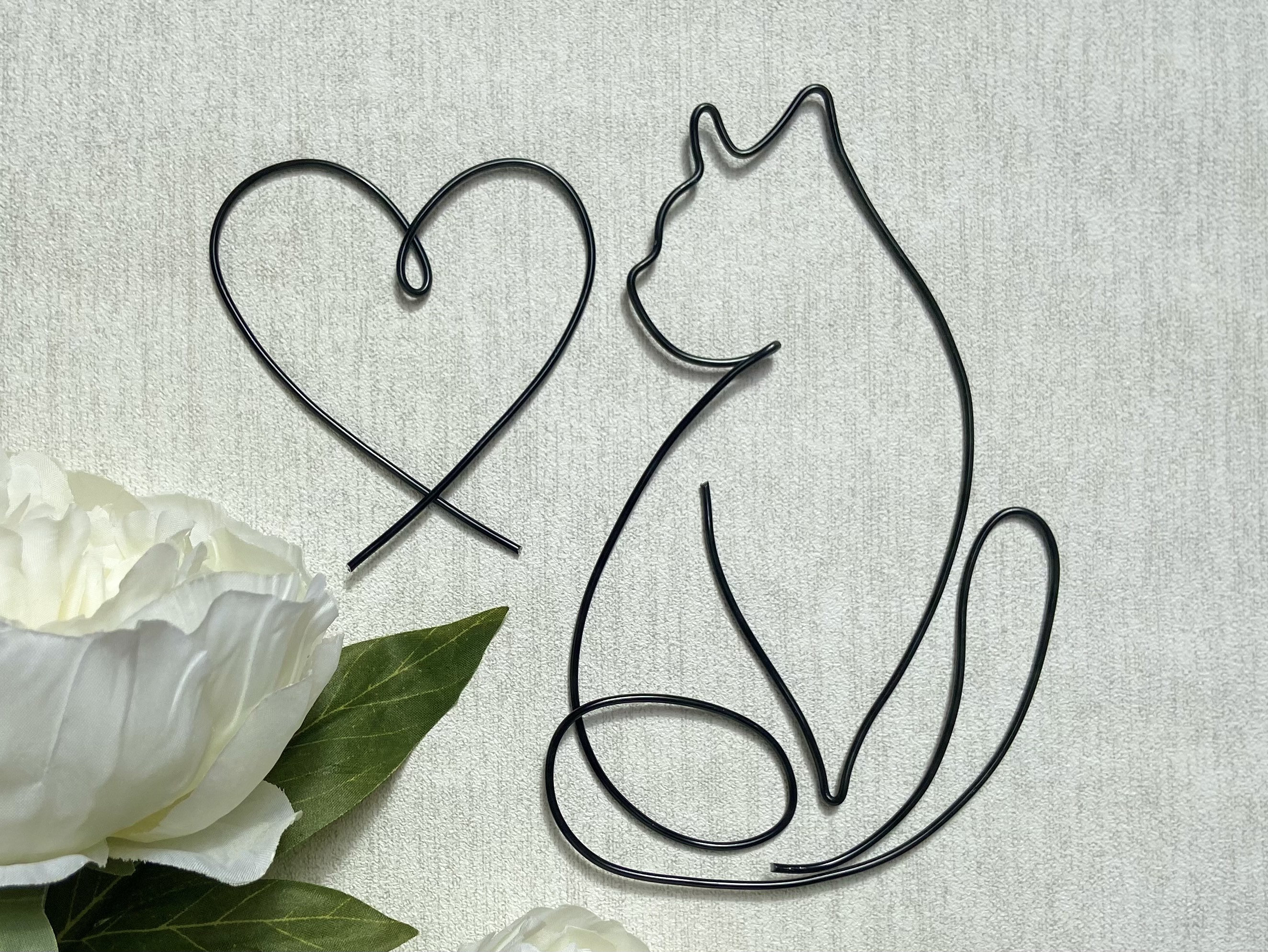 Wire Cat Wire Cat Wanddekoration Wire Art Katze Etsy