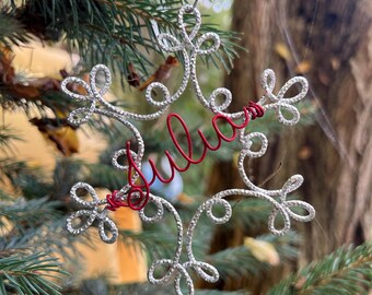 Personalised Wire Snowflake | Christmas Table Place Setting, Ornament