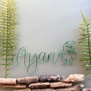 Wire Name Sign | Wire Dinosaur | Wire Door Signs | Kids Room Decor | Nursery Decor | Girls Boys Room Sign