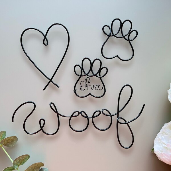 Personalised Wire Woof and Paws, Dog Lovers Gift, Valentine’s Day Gifts For Dog Lovers