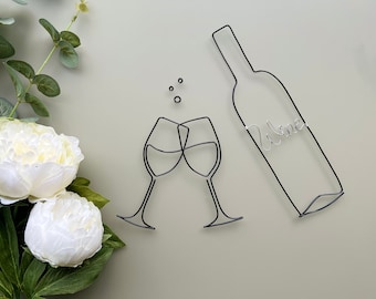 Wire Champagne Glasses | Wire Wine Glasses | Wire Wine Bottle | Wire Bar Decor | Wire Cheers | Kitchen Wire Decor | Housewarming Gifts