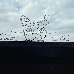 ピーカブーキャットワイヤーアート | ワイヤー子猫ドアトッパー | 猫好きへのギフト | 猫用壁飾り