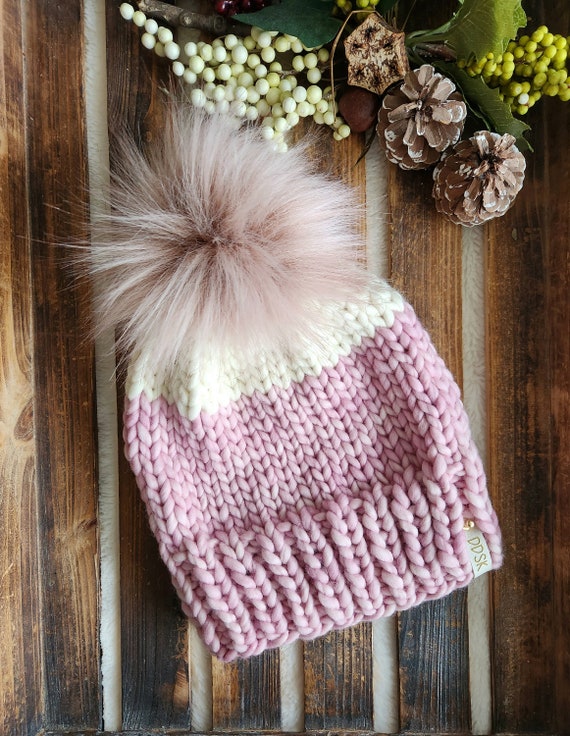 Adult Classic Peruvian Wool Hat With a Faux Fur Pompom  display picture 2