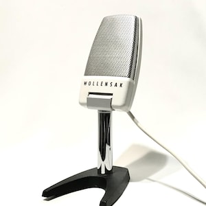 Vintage 1950’s Wollensak by Shure B-162-4 Dynamic Microphone with Stand - Cool Retro 50’s Styling! image 1