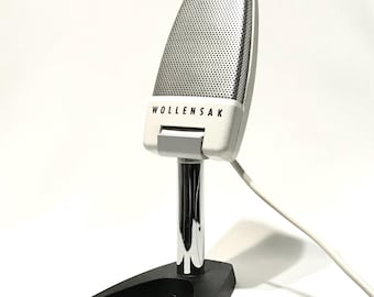 Micrófono dinámico Wollensak by Shure B-162-4 vintage de los años 50 con soporte: ¡Estilo retro genial de los años 50!