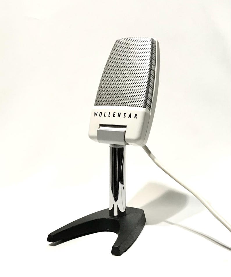 Vintage 1950’s Wollensak by Shure B-162-4 Dynamic Microphone with Stand - Cool Retro 50’s Styling! image 1