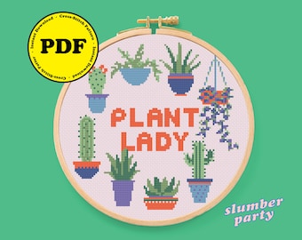 PLANT LADY - Greenhouse Cross Stitch Pattern PDF Download