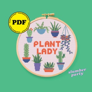 PLANT LADY - Greenhouse Cross Stitch Pattern PDF Download