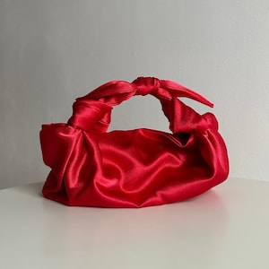 Sac femme rouge design avec nœuds | Pochette de soirée | +35 couleurs | Sac à main de mariage | Sac à main rouge pour événement | sac à nœud furoshiki