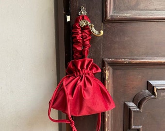 Elegant Velvet bag | Red woman handmade bag |+25 colors | Evening bag | wedding purse | Drawstring bag | Bag for event