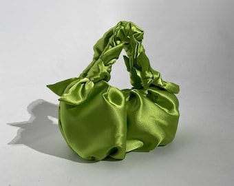 Bolso verde lima con nudo de satén bolso de satén hecho a mano