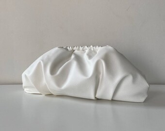 White cloud clutch bag | +25 colors | evening bag | Handmade ecoleather bag| Dumping clutch | Wedding Clutch