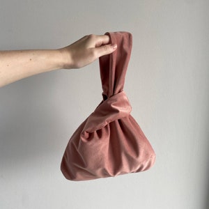 Japanese knot bag wrist velvet bag small bag for event furoshiki bag origami purse 25 colors wedding evening bag image 1