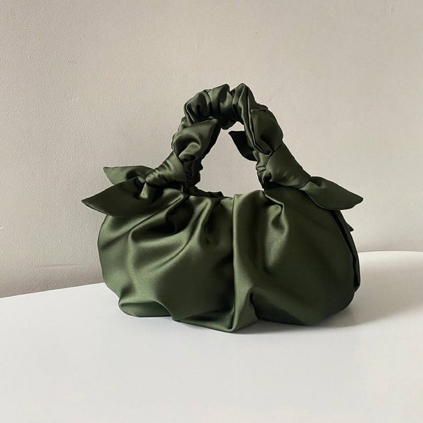 Satin Designer Bag with knots | small and big deep blue bag | navy bag for any occasion | Furoshiki bag | woman evening bag | +25 colors