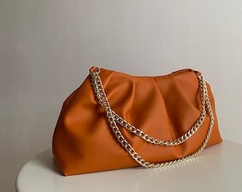 Bolso hecho a mano de mujer bola de masa / embrague de nube naranja ? +25 colores| bolso de mano grande hecho a mano |Bolso de gran tamaño |bolso para todos los días| bolso de ecopiel