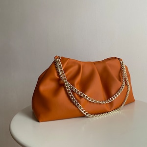Dumpling woman handmade bag |orange cloud clutch | +25 colors| handmade large clutch |Oversized handbag |bag for every day| ecoleather bag