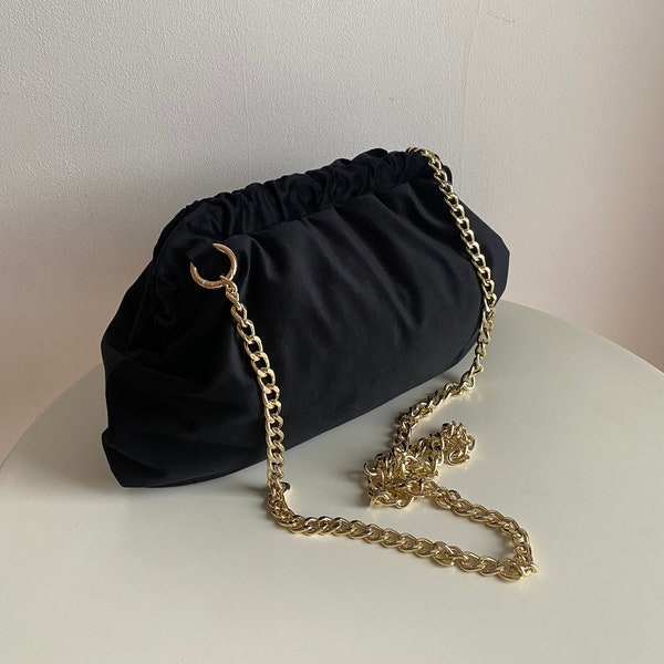 Velvet handmade woman clutch | black clutch with chain | +16 colors | 2 sizes | soft bag |wedding clutch| evening clutch | stylish black bag