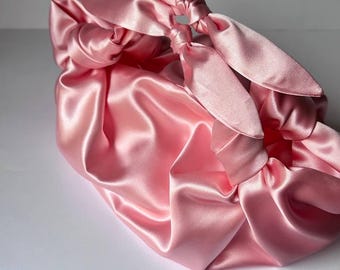 Evening clutch bag |Furoshiki knot bag | +35 colors | elegant satin clutch | small satin woman bag