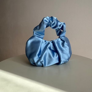 Scrunchies blue small evening bag 25 colors 3 sizes bag for wedding Small cute woman handbag stylish purse gift idea for woman image 1