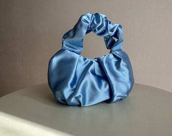 Scrunchies blue small evening bag | +25 colors | 3 sizes | bag for wedding | Small cute woman handbag | stylish purse | gift idea for woman