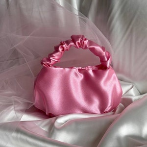 Petit sac en satin chouchou | +30 couleurs | sac à main de mariage | sac de demoiselle d'honneur | petit sac rose mignon | sac à main élégant pour femme