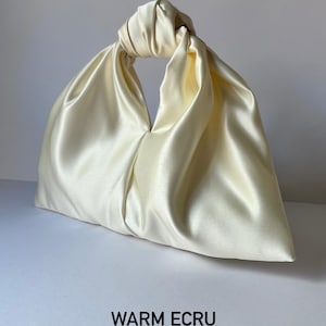 Small ivory bag with knot | Stylish satin purse | wedding cocktail bag | +35 colors | Evening clutch bag | handmade ivory woman bag image 14