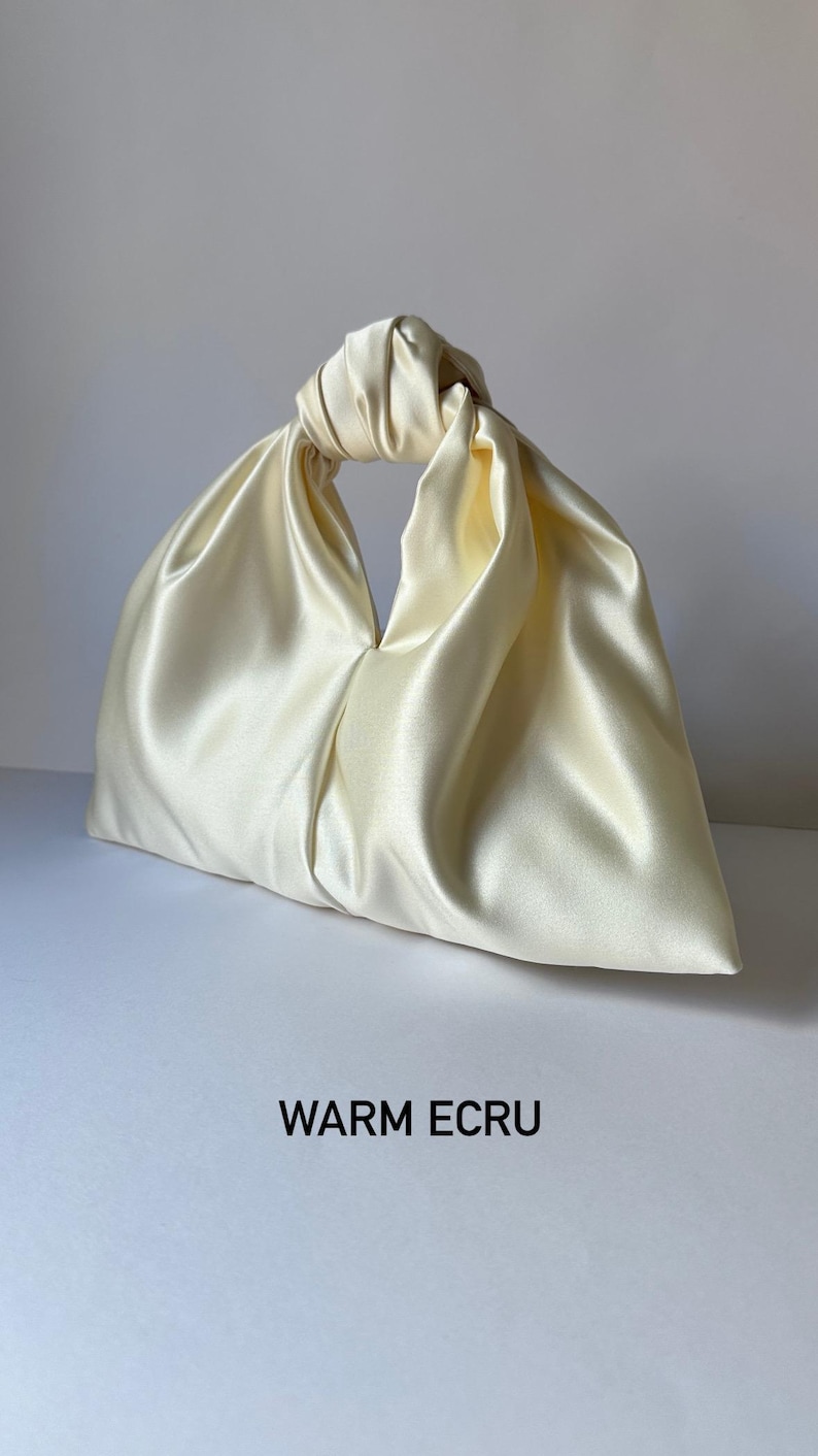 Small ivory bag with knot | Stylish satin purse | wedding cocktail bag | +35 colors | Evening clutch bag | handmade ivory woman bag image 14
