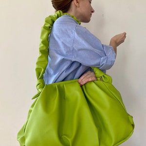 Lime cloud bag 30 colors woman handbag 3 sizes Handmade ecoleather bag Cloud bag Dumping clutch image 2