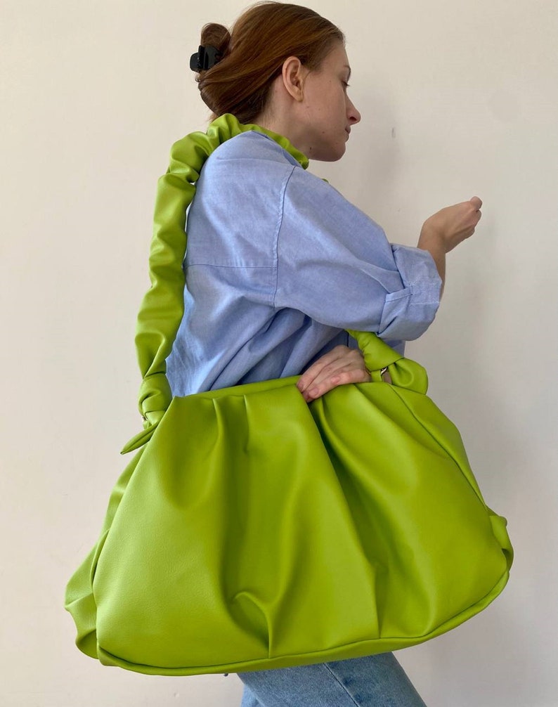 Lime cloud bag 30 colors woman handbag 3 sizes Handmade ecoleather bag Cloud bag Dumping clutch image 2