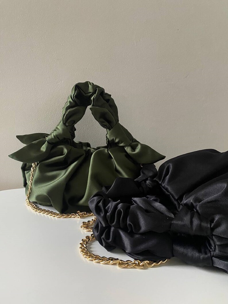 Satin Knot Bag Small Khaki Bag 25 Colors Gift for Her Etsy